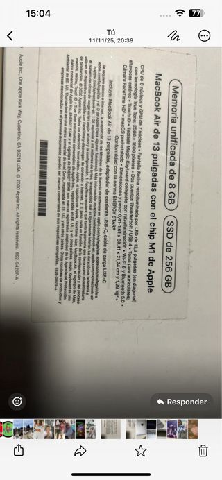 Ordenador Apple MacBook Plata en su caja original