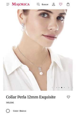 Collar Majorica Perla Lazo Circonitas Plata