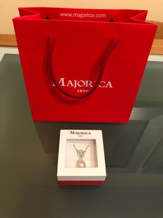 Collar Majorica Perla Lazo Circonitas Plata