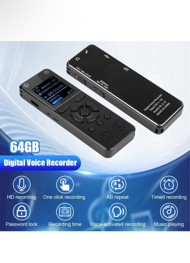 Registratore Vocale Digitale Nero