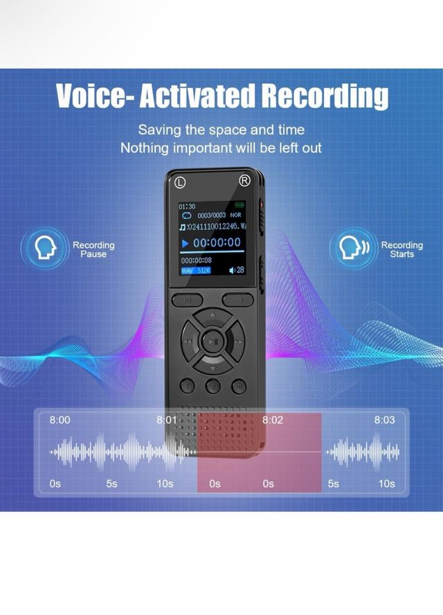 Registratore Vocale Digitale Nero