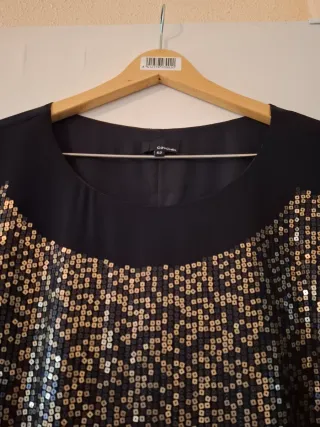 TALLAS GRANDES Vestido fiesta lentejuelas negro y