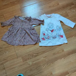 2 vestitini bimba fantasia floreale e con disegno