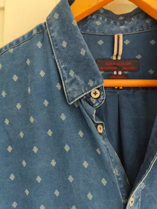 Camisa Zara denim washed estampada talla L