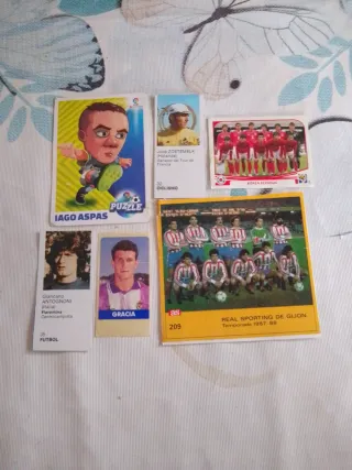 Lote 6 cromos fútbol y ciclismo