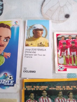 Lote 6 cromos fútbol y ciclismo