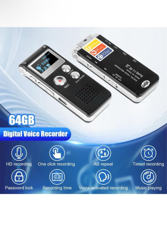 Registratore vocale digitale nero