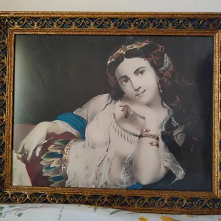 2 Litografie Colorate con Cornice Dorata