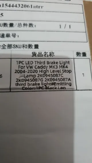 Tercera luz freno LED VW Caddy Mk3 Mk4