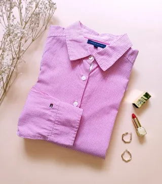 Camisa de algodón rosa Tommy hilfiguer M