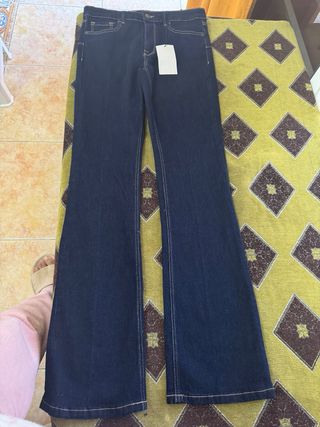 Vaqueros Zara Bootcut Talla 38 Azul Oscuro