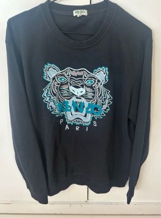Sudadera Kenzo Negra con Tigre Teal