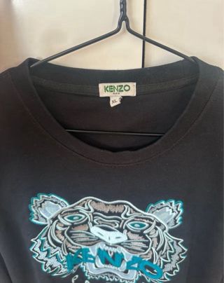 Sudadera Kenzo Negra con Tigre Teal