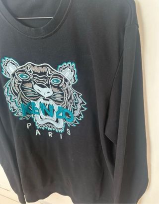 Sudadera Kenzo Negra con Tigre Teal