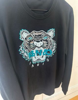 Sudadera Kenzo Negra con Tigre Teal
