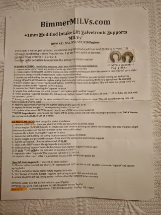 Milvs BMW N52, N51, N55, S55, N20 130i, 135i, 335i