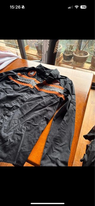 Camisa Harley Davidson Negra y Naranja