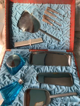 Tocador Vintage Cristal Azul y Metal