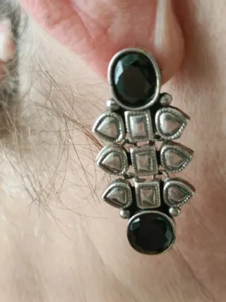 Orecchini etnici pietre nere metallo