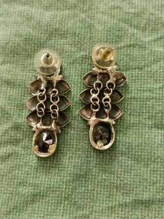 Orecchini etnici pietre nere metallo