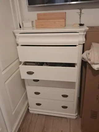 Cómoda de madera blanca 6 cajones