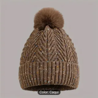 Gorro de lana con pompón multicolor