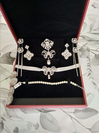 Aderezo Fallera Niña Plata y Perlas