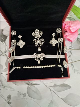 Aderezo Fallera Niña Plata y Perlas