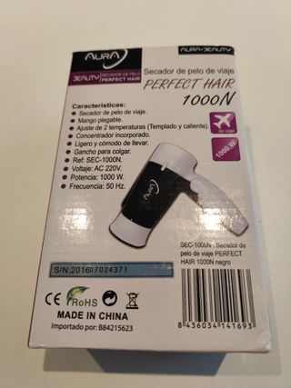 Secador de viaje Aura 1000W