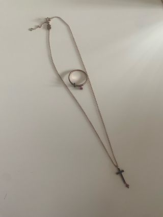 Conjunto Tous: Anillo y Colgante Cruz