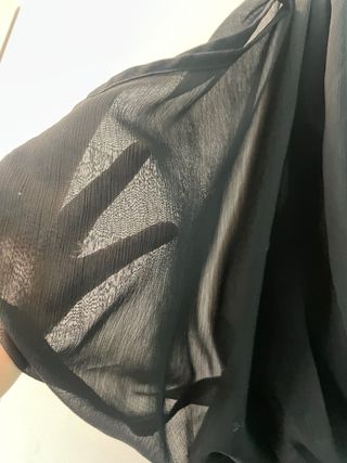 Vestido corto negro con lunares beige S