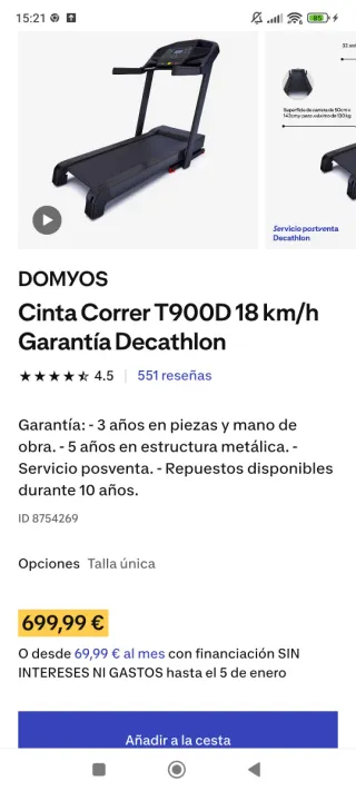 Tapis roulant DOMYOS T900D 18 km/h