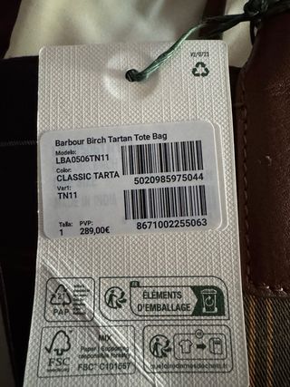 Bolso Barbour Tartán Tote Multicolor