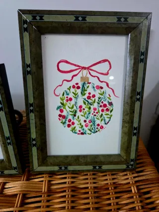 Trío de acuarelas navideñas originales con marcos