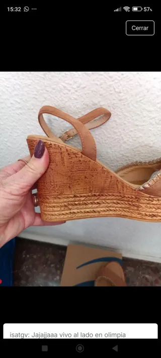 Sandalias cuña beige y rosa