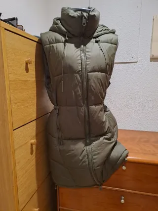 Chaleco largo Zara verde caqui mujer