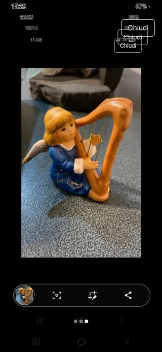 Angelo con arpa in ceramica