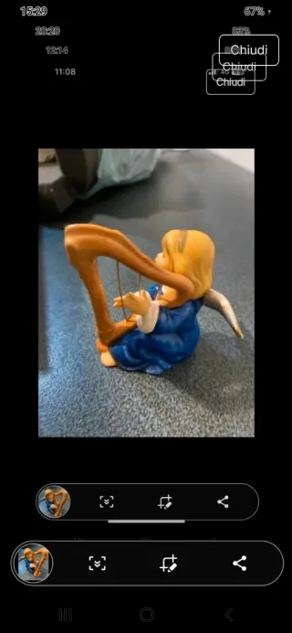 Angelo con arpa in ceramica