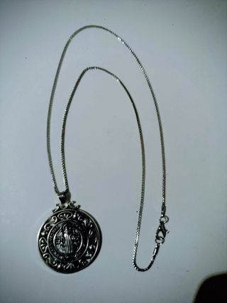 Collar San Benito chapado plata antigua.60cm.