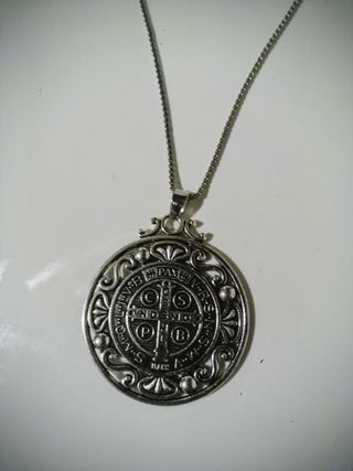 Collar San Benito chapado plata antigua.60cm.