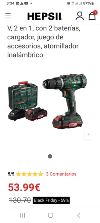 Taladro Atornillador Parkside 20V