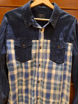 Camisa vaquera cuadros Bershka XL