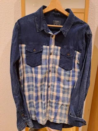 Camisa vaquera cuadros Bershka XL