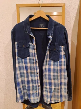 Camisa vaquera cuadros Bershka XL