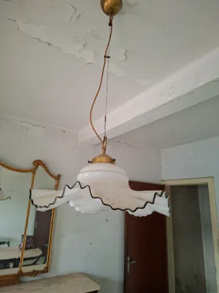 Lampadario vintage vetro e metallo
