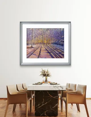 Pintura al óleo.Bosque invernal. 2009.