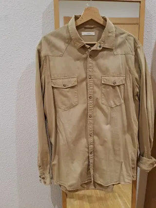 Camisa Larga Hombre L Celio Beige