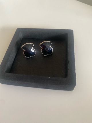 Pendientes Tous Oso Negro Plata
