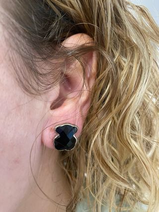 Pendientes Tous Oso Negro Plata