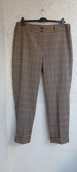 Pantalón traje cuadros mujer